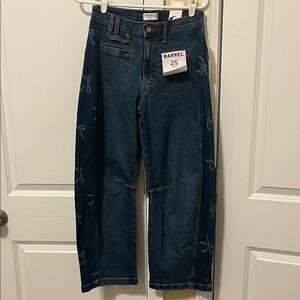 Frayed Denim Women's Pants - Blue